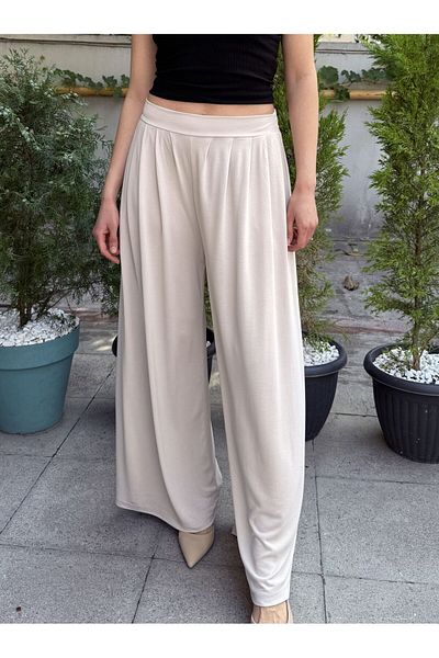 DenizEge Flowy Lyocell Trousers Stone-36