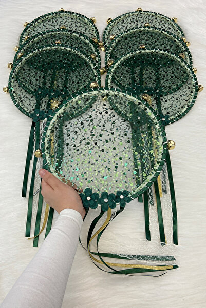 ZEYMERADE طبلة وصيفة العروس باللون الأخضر مع ترتر على شكل زهرة وأحجار لامعة، ...