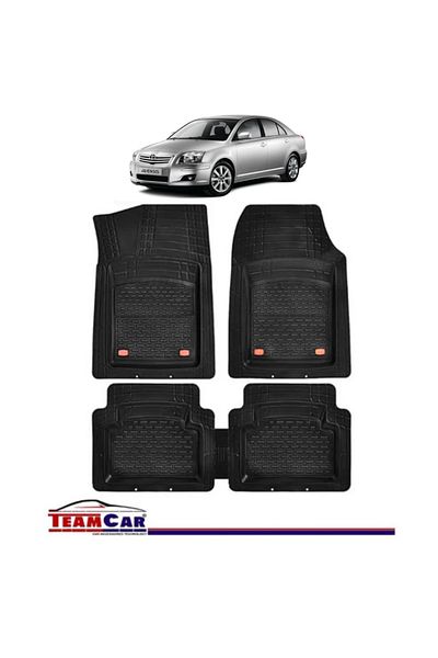TEAMCAR ® Car Mats Tray Type Compatible with Toyota Avensis II (2003–2009) Black Durable Material