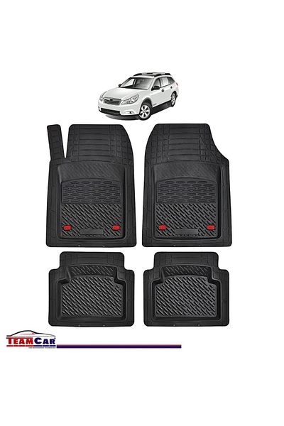 TEAMCAR ® Car Mats Tray Type Compatible Subaru Outback IV (2009–2014) Black Durable Material