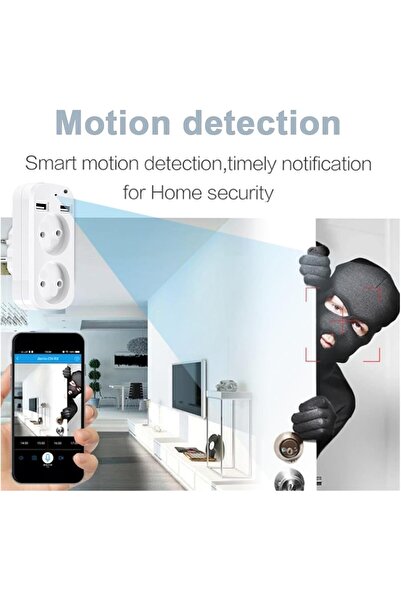 Minitechnics Socket with Hidden Camera and Motion Sensor – Wi-Fi Connectivity, Full HD Resolution, 128GB, CAMI