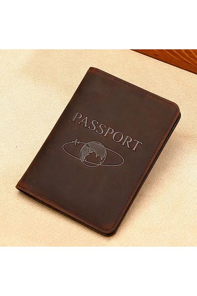 delis Unisex passport cover, Andara PT1259, genuine leather, Matte brown