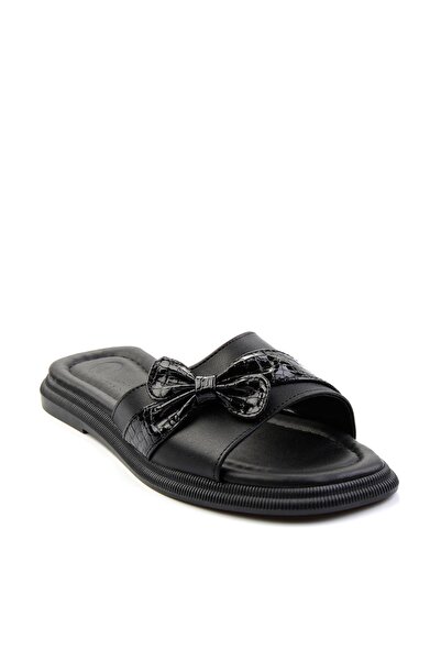 Bambi Siyah Rugan Kroko Kadın Terlik K04761038109