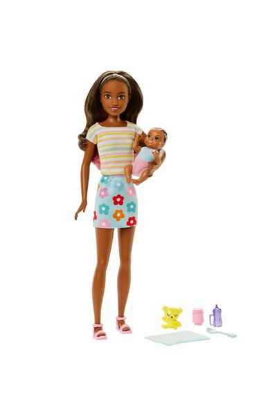 mattel Barbie Skipper Babysitter INC Doll, Black Skipper Doll with Baby