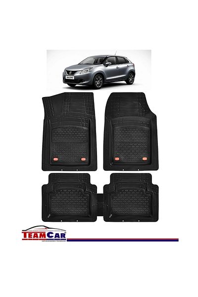 TEAMCAR Covorașe auto tip tavă compatibile cu Suzuki Baleno II (2015–2022), negre, material durabil
