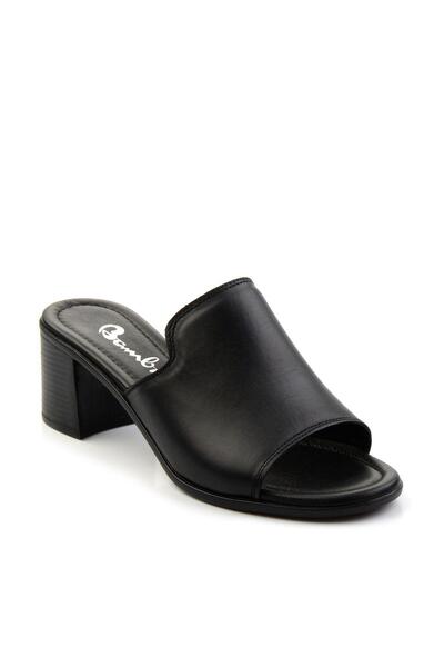 Bambi Siyah Leather Kadın Terlik K04040012203
