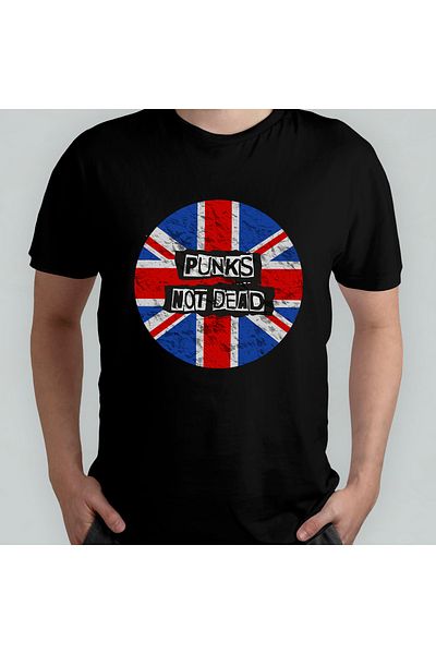 Pixxa Punk's Not Dead Unisex 100% Cotton Crew Neck T-Shirt Model 2