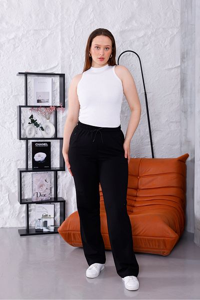 Piyera Women's Plus Size Black Pocket Stone Printed Sweatpants - 3058