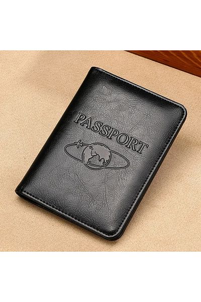 delis Unisex passport cover, Andara PT1256, genuine leather, Black