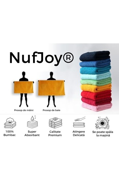 NufJoy Set of 2 Towels 100% Cotton, 500 g/m², 1 Bath Towel 70x140 cm and 1 Hand Towel 50x90 cm