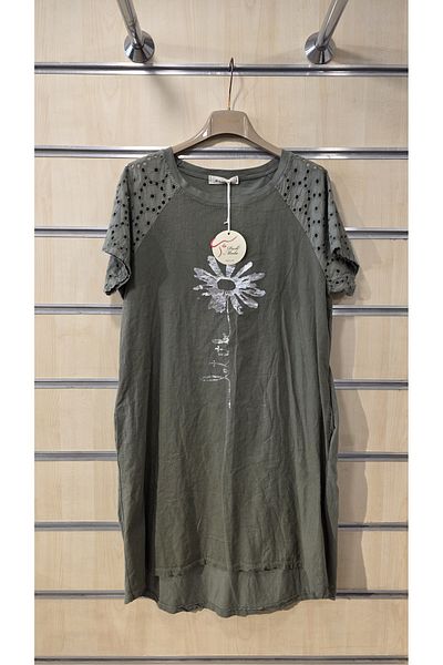Park Moda Λινό καλοκαιρινό φόρεμα με λεπτομέρεια με μανίκια