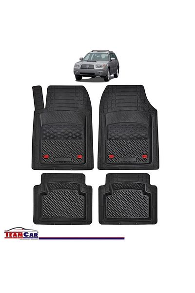 TEAMCAR ® Car Mats Tray Type Compatible Subaru Forester II (2002–2008) Black Durable Material