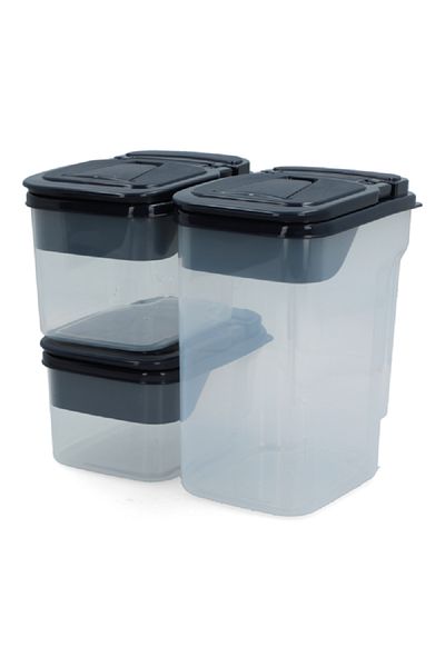 Felli Piece BPA-Free Durable Plastic Food Container Set Clear and Black