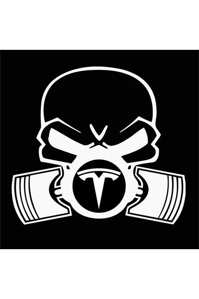 Image Car sticker, IMAGE, Piston skull TESLA, white, 22 x 20 cm
