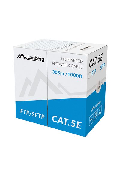 Lanberg FTP shielded cable roll, Lanberg 41406, cat.5e, length 305 meters, AWG 26, 100 MHz