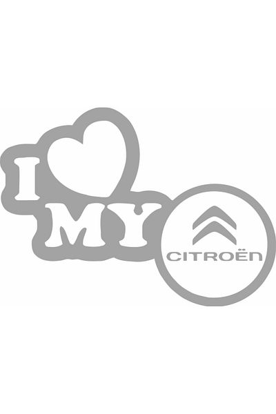 Image Sticker auto, IMAGE, I love my CITROEN, argintiu, 23 x 17 cm