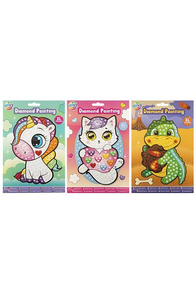 Moxy Creative diamond painting set with large rhinestones, A5 Dinosaur