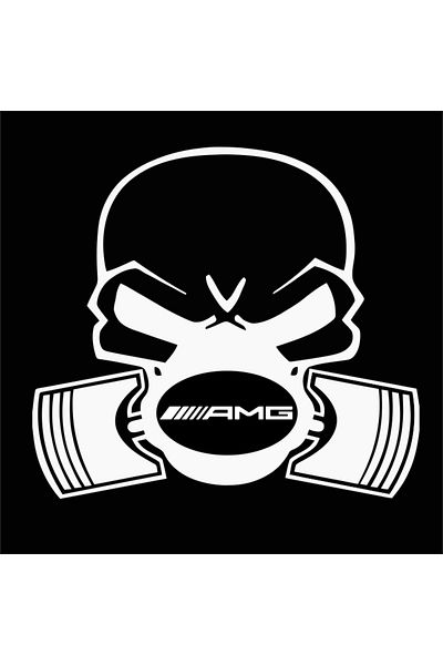 Image Car sticker, IMAGE, Piston skull AMG, white, 22 x 20 cm