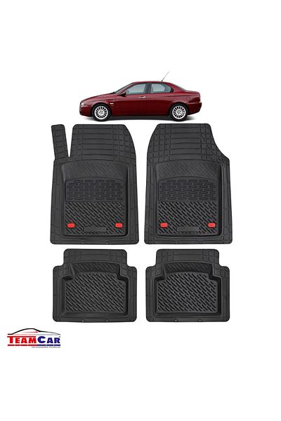 TEAMCAR ® Car Mats Tray Type Compatible Alfa Romeo 156 (1997–2003) Black Durable Material