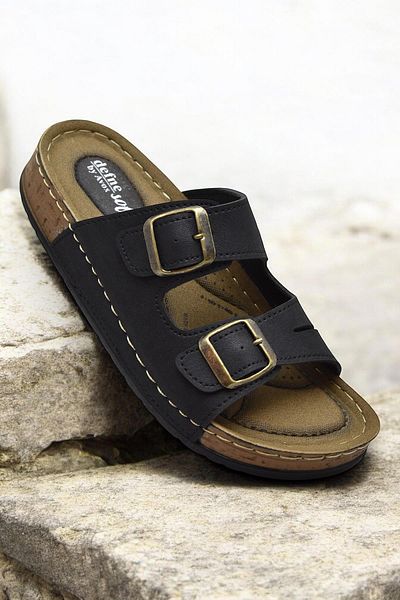 ISPARTALILAR 370 Comfortable Orthopedic Sole Daily Women's Slippers Double Buckle Women's Slippers