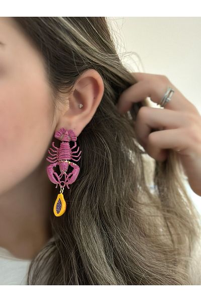 MyladyAccessoriess Dangle Scorpion Detail Pink Premium Earrings