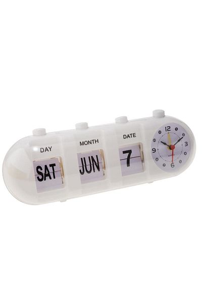 Toy Box Treasures Calendar Alarm Clock White