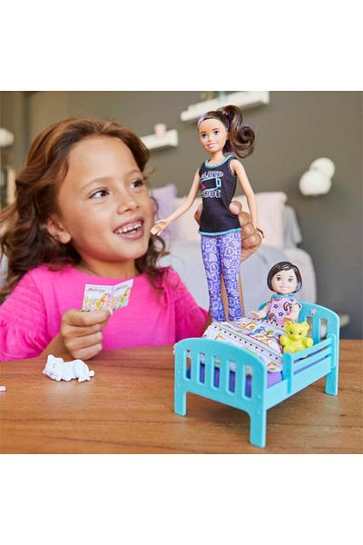 mattel Barbie Skipper INC Doll, Skipper Babysitter Doll, Ready to Sleep