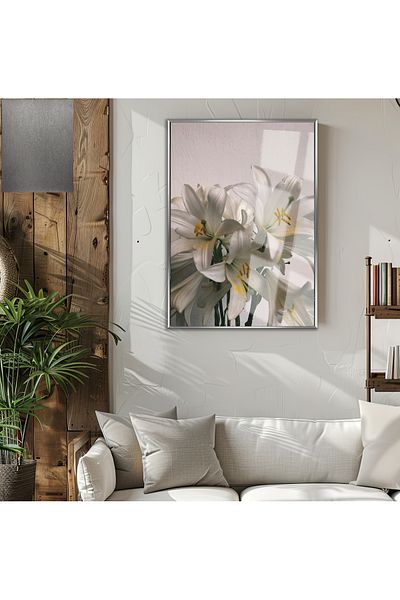 Harikabirev ΥΠΕΡΑΣΤΗ | ΜΟΝΤΕΛΟ ΛΕΥΚΟΥ ΣΥΝΤΟΜΟΥ (LILIUM CANDIDUM) | ΤΡΑΠΕΖΙ ΚΑΘΕΤΟ ΜΟΝΟ ΜΕ ΠΛΑΙΣΙΟ ΘΕΡΜΑΝΤΗΜΕΝΟ ΓΥΑΛΙ