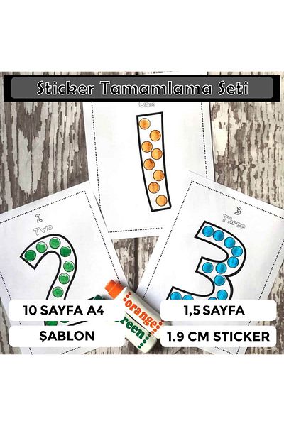 cakaybu Numbers Sticker Completion Set – 11.5 Pages Number Template + 180 Color Stickers!