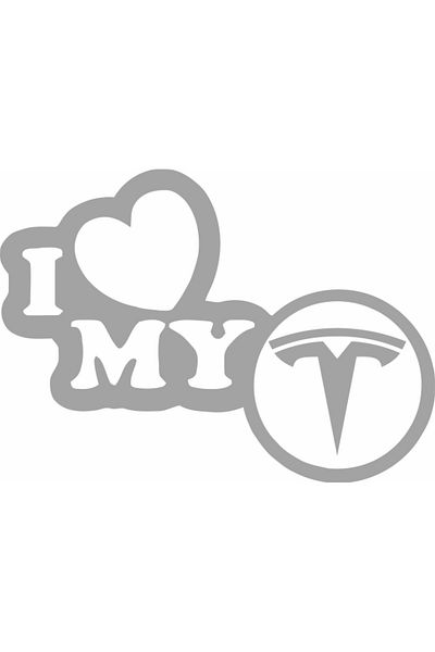 Image Sticker auto, IMAGE, I love my TESLA, argintiu, 23 x 17 cm