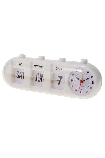 Toy Box Treasures Calendar Alarm Clock White
