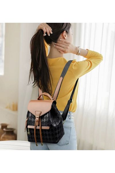 delis Rucsac dama, Elunara GT3611, Crem/Maro