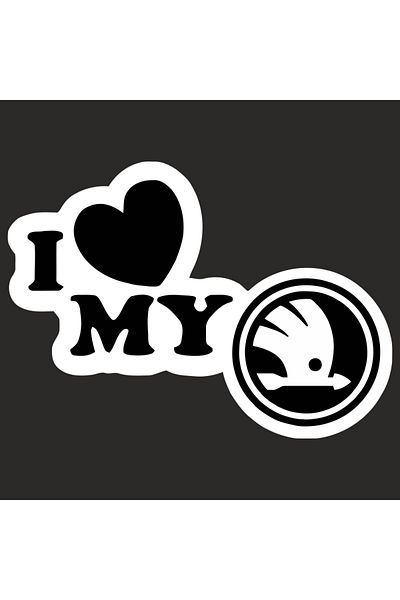 Image Car sticker, IMAGE, I love my SKODA, white, 23 x 17 cm