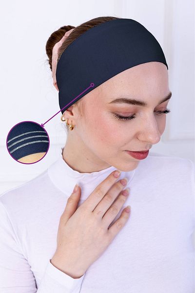 Loggia Non-Slip Bandana Navy Blue Non-Slip Silicone Hijab Bonnet - Sporty Hair Band