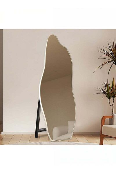 Taimi White Framed Wavy Mirror Full Body Floor Mirror for Living Room Bedroom Entryway 165x60cm White