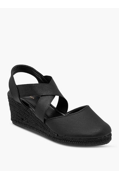 Flora Bella by Shoexpress Women's Textured Wedge Heel Shoes with Elasticated Strap