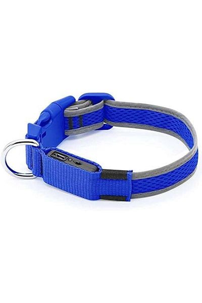 giseen Iseen dog collar, LED, thermoplastic polyurethane, blue/black, size S