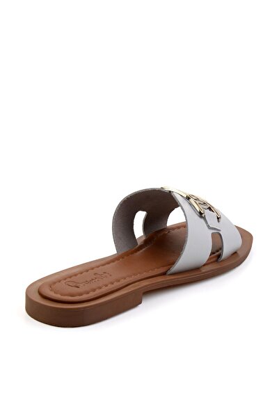Bambi Beyaz Leather Kadın Terlik K04826053503