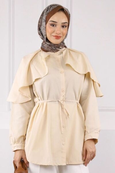 Butik Pelerin Yaka Tesettür Kadın Tunik Gömlek