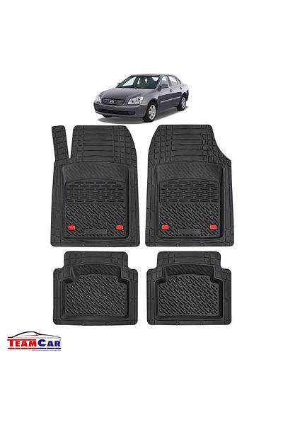 TEAMCAR ® Car Mats Tray Type Compatible Kia Optima Ii (2005–2010) Black Durable Material
