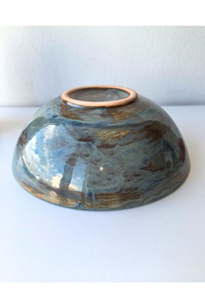 Libra Seramik Mavinin Doğal Tonlarında Tasarlanmış Seramik Kase, Yüksek Isıda Pişmiş, Salata/Meyve Kasesi, 26x9 cm