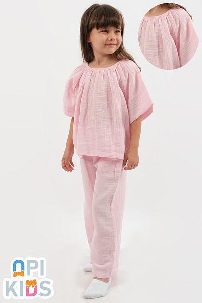 OPI KIDS Casual Muslin 2-Piece Girl's Set with Rubber Detail