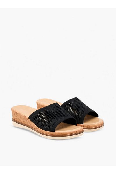 Le Confort Flyknit Textured Slip-On Comfort Sandals with Wedge Heels