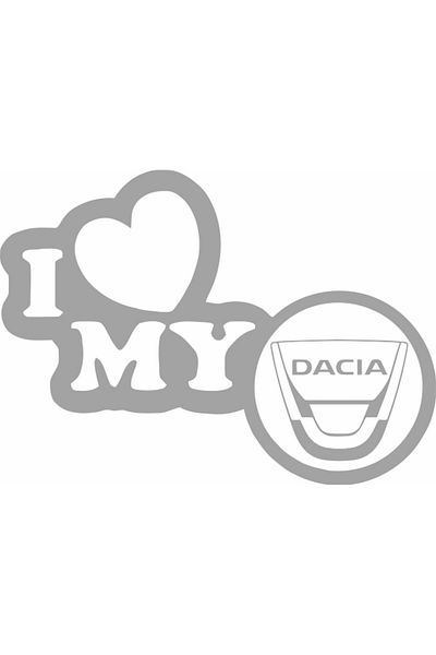 Image Sticker auto, IMAGE, I love my DACIA, argintiu, 23 x 17 cm