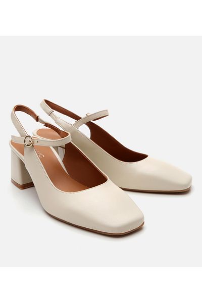 Hotiç Women's Ecru Open Back Heeled Shoes
