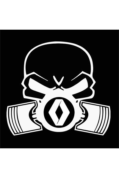Image Car sticker, IMAGE, Piston skull RENAULT, white, 22 x 20 cm