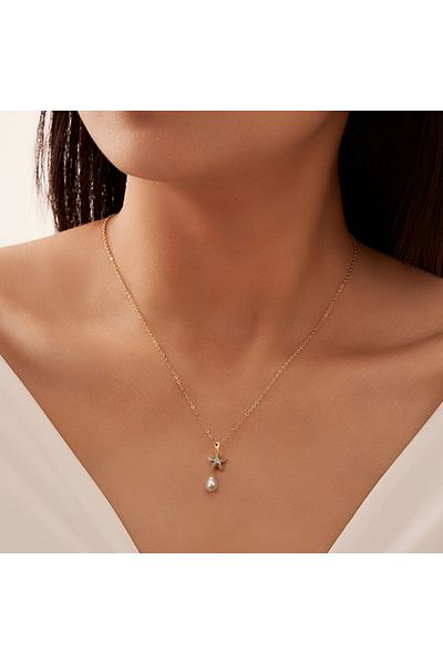 delis Lantisor argint 925, JW1539, model stea de mare, placat cu rodiu