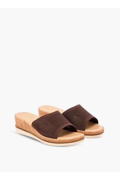 Le Confort Flyknit Textured Slip-On Comfort Sandals with Wedge Heels