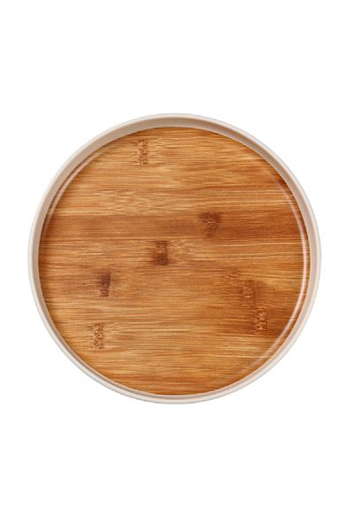 Felli Elegant Durable Round Melamine and Bamboo Dinner Plate Brown and White