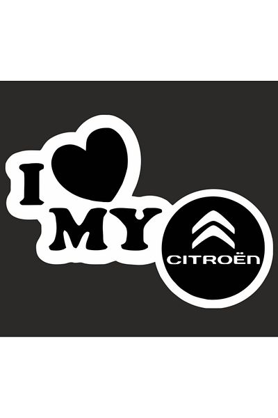 Image Car sticker, IMAGE, I love my CITROEN, white, 23 x 17 cm